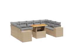Maison Exclusive - Juego De Sofás Jardín Con Cojines Beige 10 Pzas Ratán Sintético