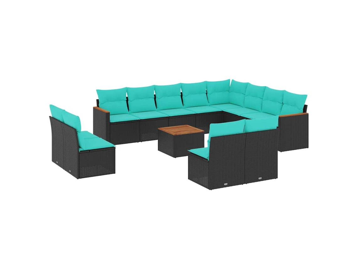 Maison Exclusive - Conjunto De Sofá De Jardín De 13 Piezas Con Cojines, De Poliratán Negro