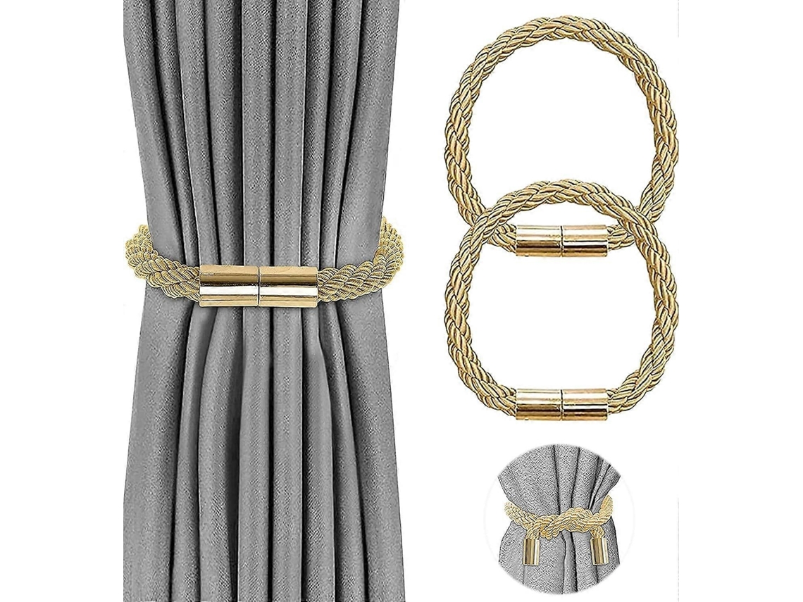 Rebe-paquete De 4 Ataduras Magnéticas Para Cortinas, Gris, Longitud Ajustable, Sin Taladro, Decoración Paquete De 2 Oro