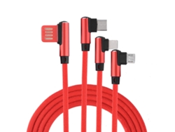 Cable de datos de aleación de aluminio y nailon de 1,5 m, cable de carga rápida tres en uno EOOCOO (carga rápida, de uno a tres)