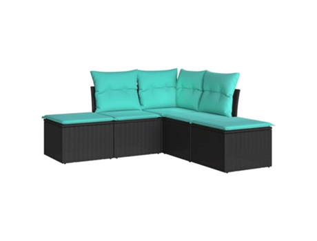 Conjunto 5 de muebles de jardín VIDAXL y cojines ratán sintético negro