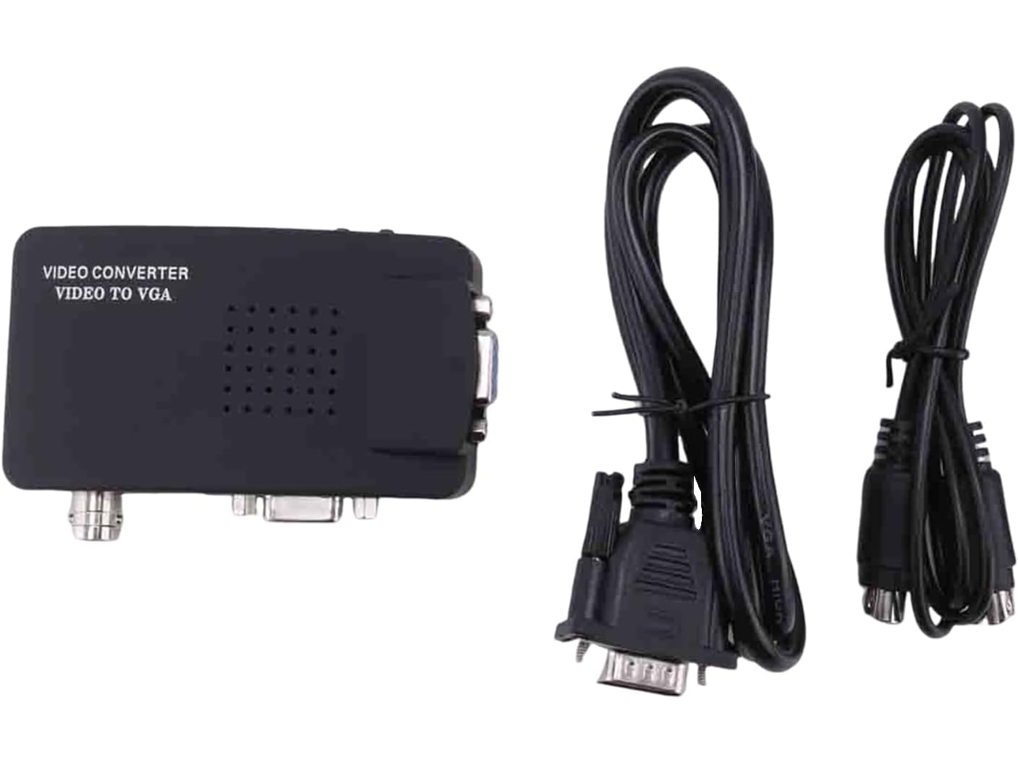 Adaptador Convertidor S-video A Av A Vga Compuesto Cvbs Con Salida 1080p Para Tv, Monitor, Pc Y Hdtv.