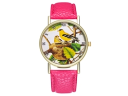 Reloj De Pulsera Analógico De Cuarzo Con Correa De Poliuretano, A La Moda Para Parejas (rojo Y Rosa)
