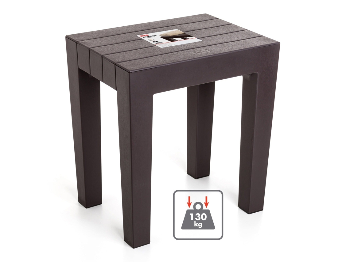 Banqueta TATAY Lombok Efecto Madera (Marrón - 38 x 29 x 41 cm - Plástico PP05)