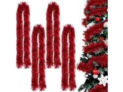 Guirnaldas navideñas con purpurina roja para árbol de Navidad, decoración para interior y exterior (juego de 4)
