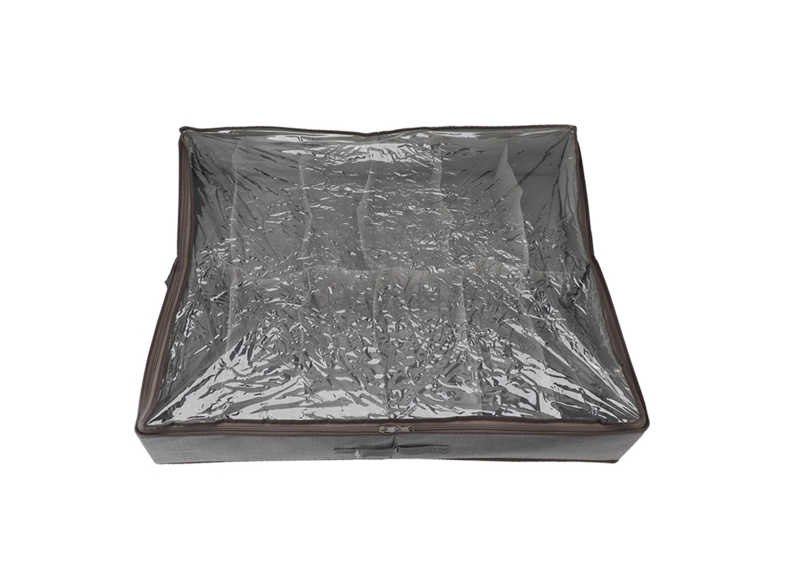 Organizador De Zapatos Para Debajo De La Cama Con Cajón, Ventana Transparente, Caja De Almacenamiento De Tela Plegable, Gris Cepillado.