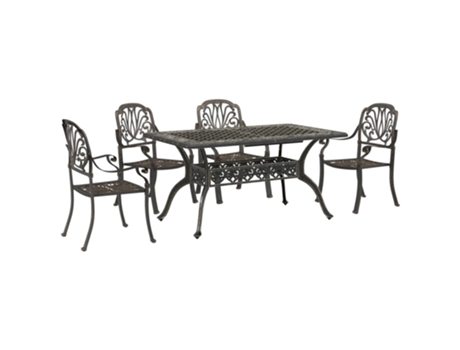Conjunto 5 de comedor de jardín VIDAXL aluminio fundido bronce
