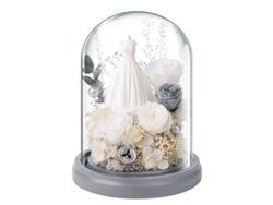 Decoración de flores eternas con rosa y vestido de novia de flores secas en cúpula de cristal con luz para regalos de cumpleaños y fiestas JEIIBRZUI