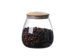 Recipientes de vidrio versátiles, tarro hermético de vidrio de borosilicato de alta calidad con elegante tapa de madera para la cocina.