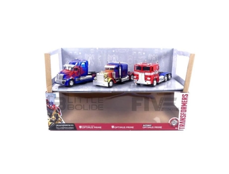 Coche miniatura coleccionable Jada Toys 1/32 Peterbilt Optimus Prime paquete de 3 blanco