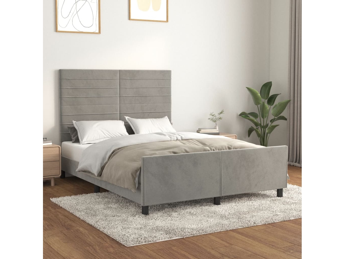 Estructura De Cama Sin Colchón Terciopelo Gris Claro 140x190 Cm