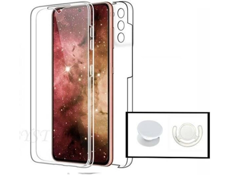 Carcasa + GripHolder + Soporte Samsung Galaxy A72 5G PHONECARE 360° Impact Protection Transparente, Blanco