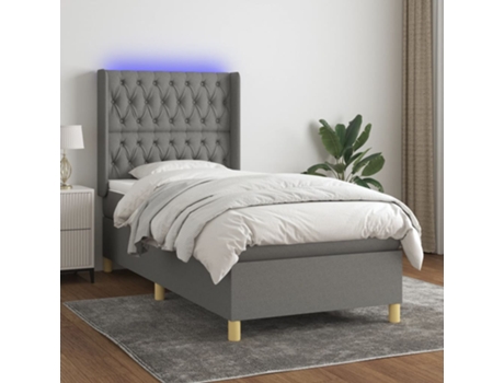 VIDAXL Colchón con somier/LED (gris - Tela - 90 x 200 cm)