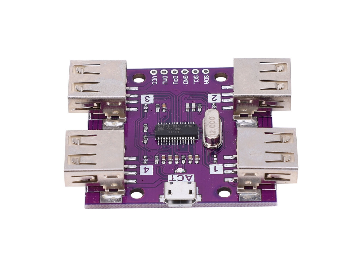 Módulo controlador hub USB 2.0 de alta velocidade 4 portas CJMCU 204 DC 5V 500mA