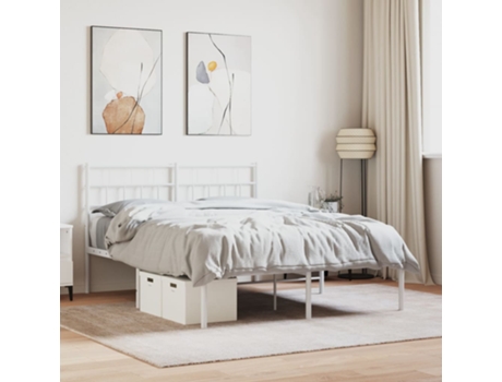Cama con Cabecero MAISON EXCLUSIVE Metal Blanco (135x190cm)