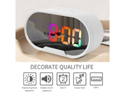 Reloj despertador digital Baok-relógio LED RGB de 5,5 pulgadas con espejo, volumen ajustable, USB, función de repetición, decoración para dormitorio