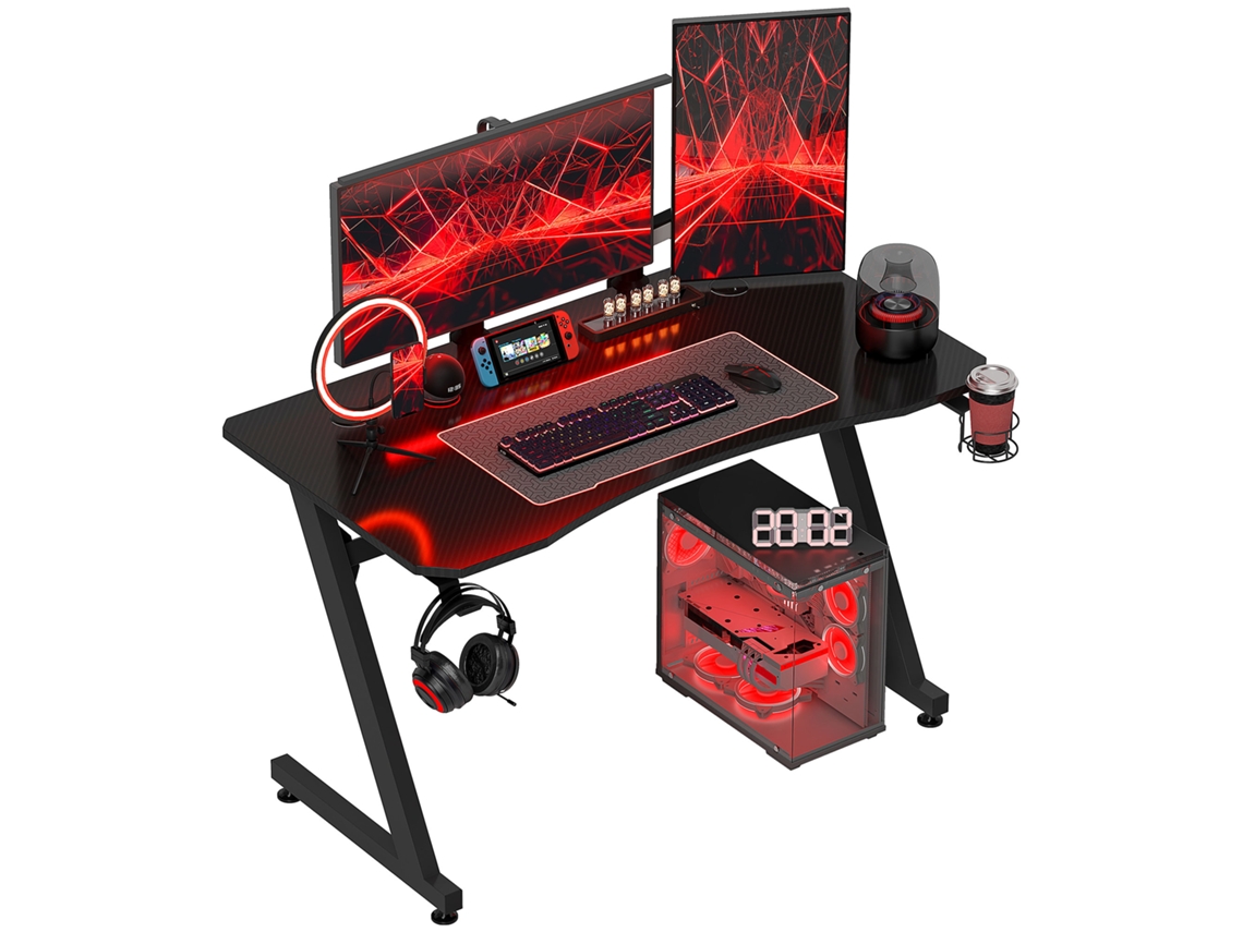 Mesa Gamer Com Suporte Para Copo E Fone Preta