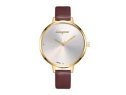 Reloj De Pulsera Casual De Moda Para Mujer Con Esfera De Pu Y Aleación, Movimiento De Cuarzo Sencillo (rojo)