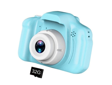 Cámara Fotográfica Infantil SLOWMOOSE Digital Cartoon 2 Pulgadas HD USB Recargable (Tarjeta de Memória 32 GB - Azul)