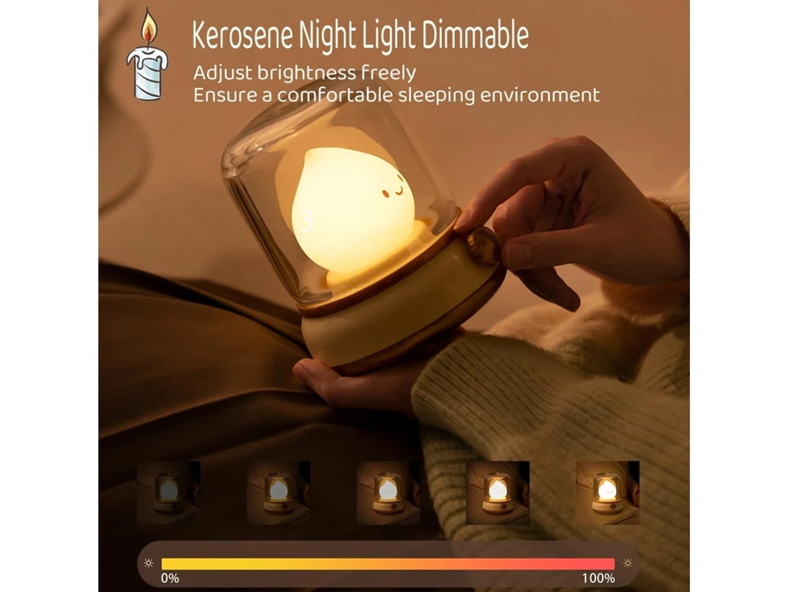 Bonita luz nocturna de queroseno, luz acogedora, luz nocturna recargable, lámpara de ducha, encantadora decoración, luces nocturnas para Bestvite