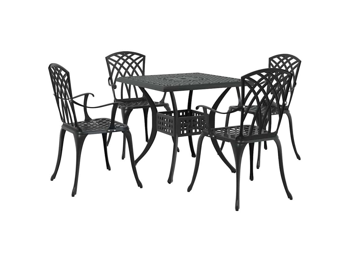 Maison Exclusive - Conjunto De Mesa De Jardín 5 Pcs Negro Aluminio Fundido