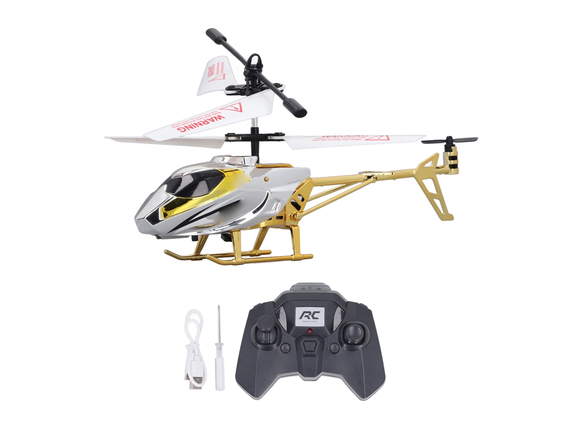 Helicóptero de Controle Remoto 3.5 Canais 2.4GHz Com Luz Usb Recarregável Prata