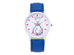 Reloj De Pulsera Unisex Con Correa De Piel Sintética Y Movimiento De Cuarzo (azul)