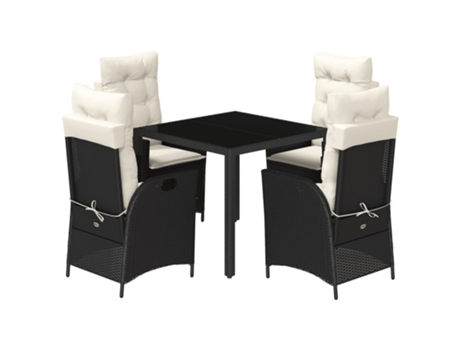 Conjunto 5 de muebles jardín VIDAXL con cojines ratán sintético negro