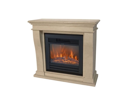 Xaralyn KretaMini Lucius 1400W chimenea eléctrica con efecto de llama y madera decorativa, Blanco
