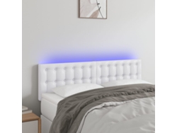 Cabecero Con Led Cuero Sintético Blanco 144x5x78/88 Cm