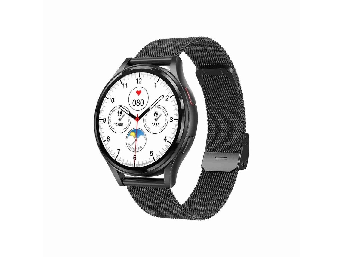 Reloj inteligente con correa de acero milanés de 1,43 pulgadas y llamadas Bluetooth. Correa de acero milanés negra. Ly Ebike.