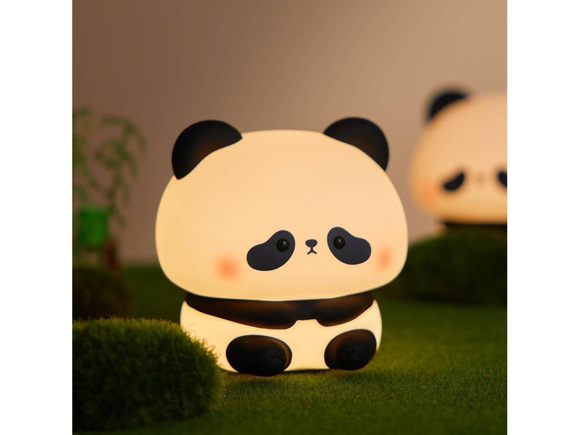 Lámpara de noche con forma de panda, LED, blandita, de silicona de grado alimenticio, regulable en 3 niveles (negra)