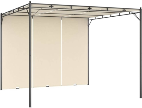 vidaXL Cenador de jardín con cortina lateral color crema 3x3x2,25 m