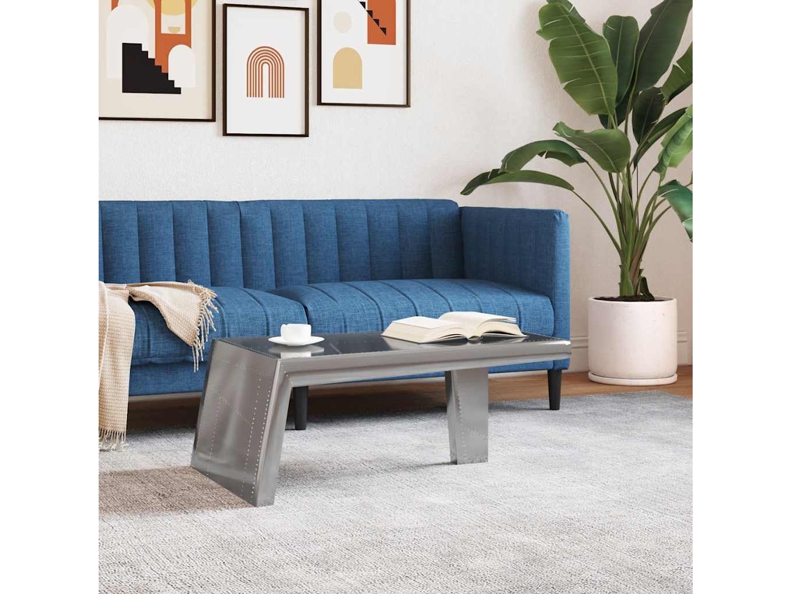 Mesa De Centro | Mesa De Café | Mesa De Salón Estilo Aviador Vintage De Aluminio