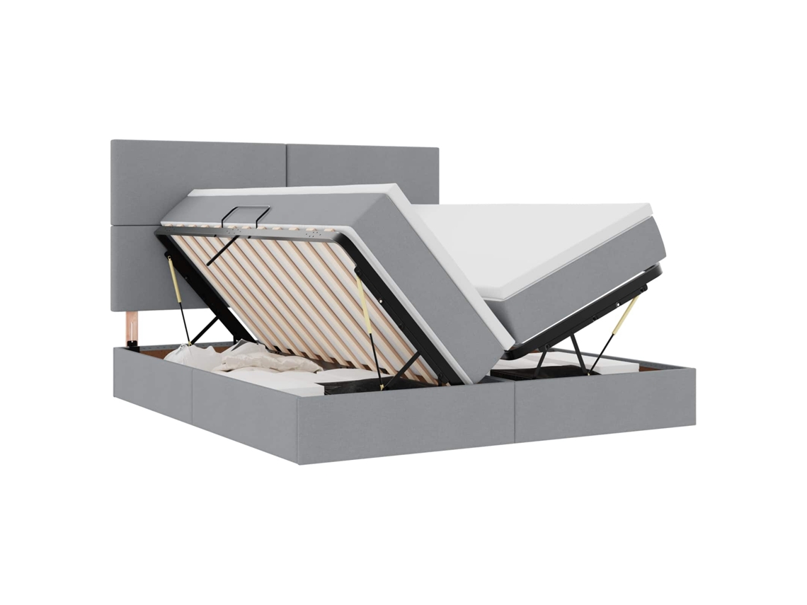 Maison Exclusive - Cama De Almacenamiento Led Con Colchón Gris Claro 200 X 200 Cm