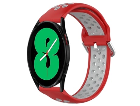Correa de reloj inteligente para Samsung Galaxy Watch 4 44 mm 20 mm Correa de reloj deportivo transpirable perforada de silicona (rojo + gris)