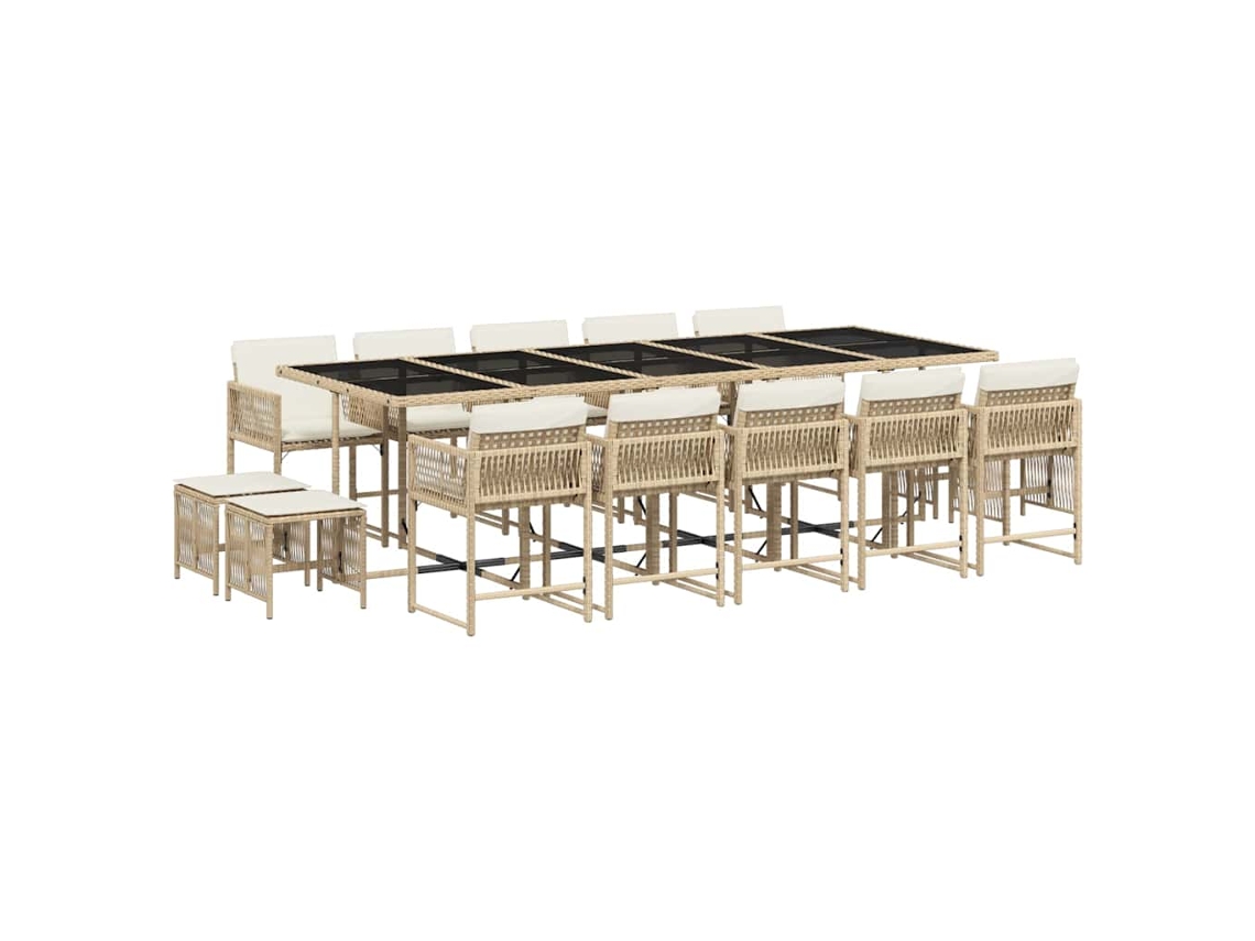 Maison Exclusive - Set Comedor De Jardín Con Cojines 15 Pzas Ratán Sintético Beige
