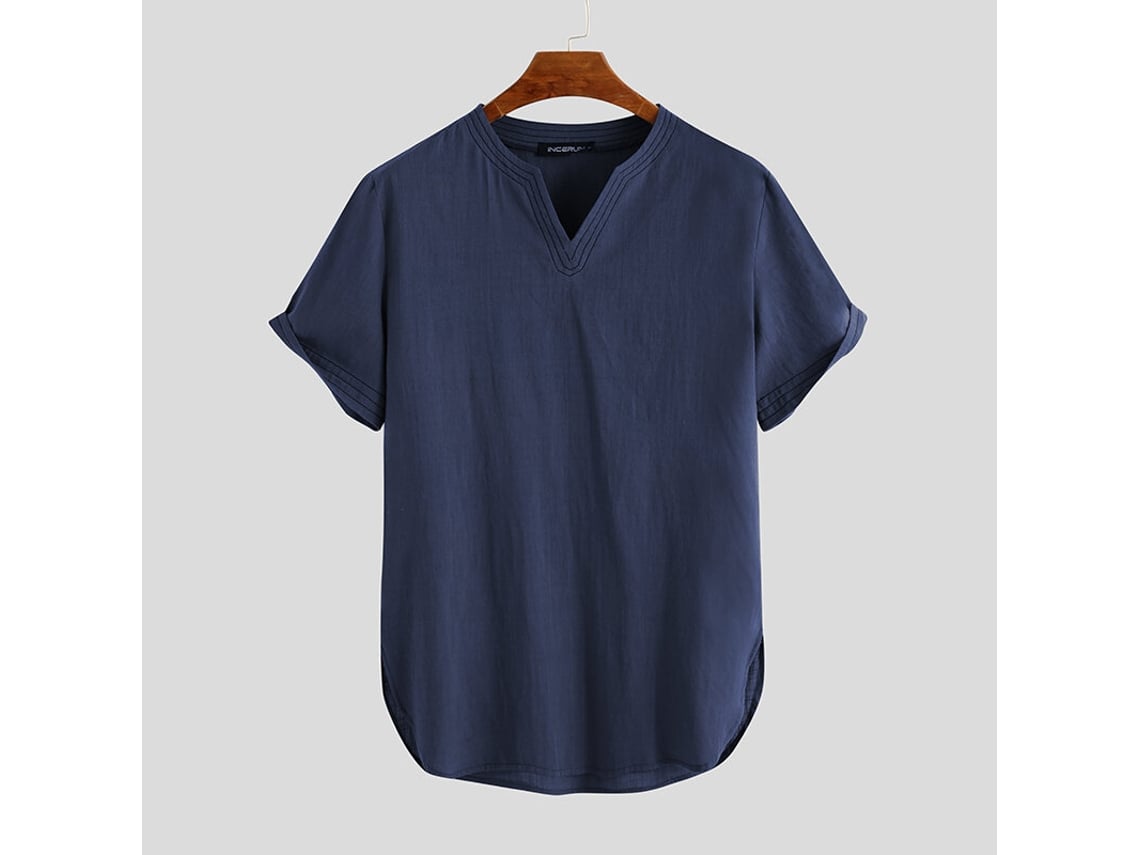 Blanco Lino Camiseta Manga Corta Hombre Verano Fresca Cómoda Holgada Actividades Aire Libre Senderismo Vacaciones