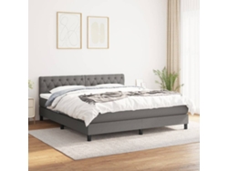Cama Box Spring Con Colchón Tela Gris Oscuro 160x200 Cm