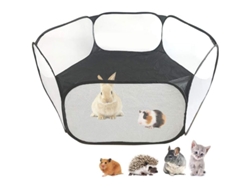2026-corral Para Mascotas Transparente Y Transpirable Plegable Interior/exterior Para Pequeños Animales (negro)