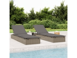 Tumbona Lounger con Mesa Ratán PE Gris