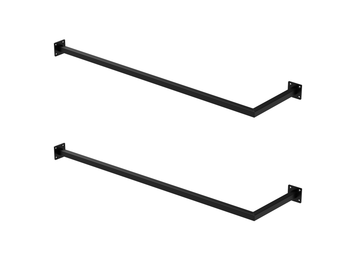 2x Percheros de pared para esquina 110 x 30 cm negro en forma de L para vestidor