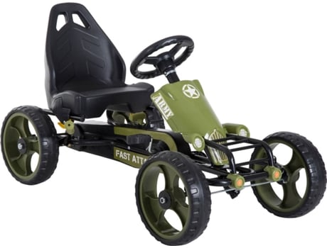 Kart Homcom 341025 verde edad 3 años gokart pedales para niños de +3 coche con embrague freno asiento ajustable carga 35 kg 105x54x61 35kg