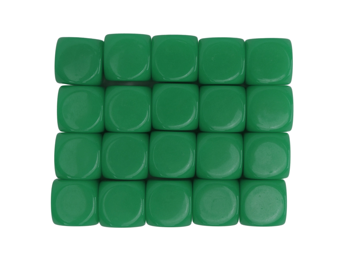 20 Dados De Plástico Con Bordes Redondeados En Blanco 16mm Juguetes Didácticos Para Juegos De Mesa Fiesta Verde
