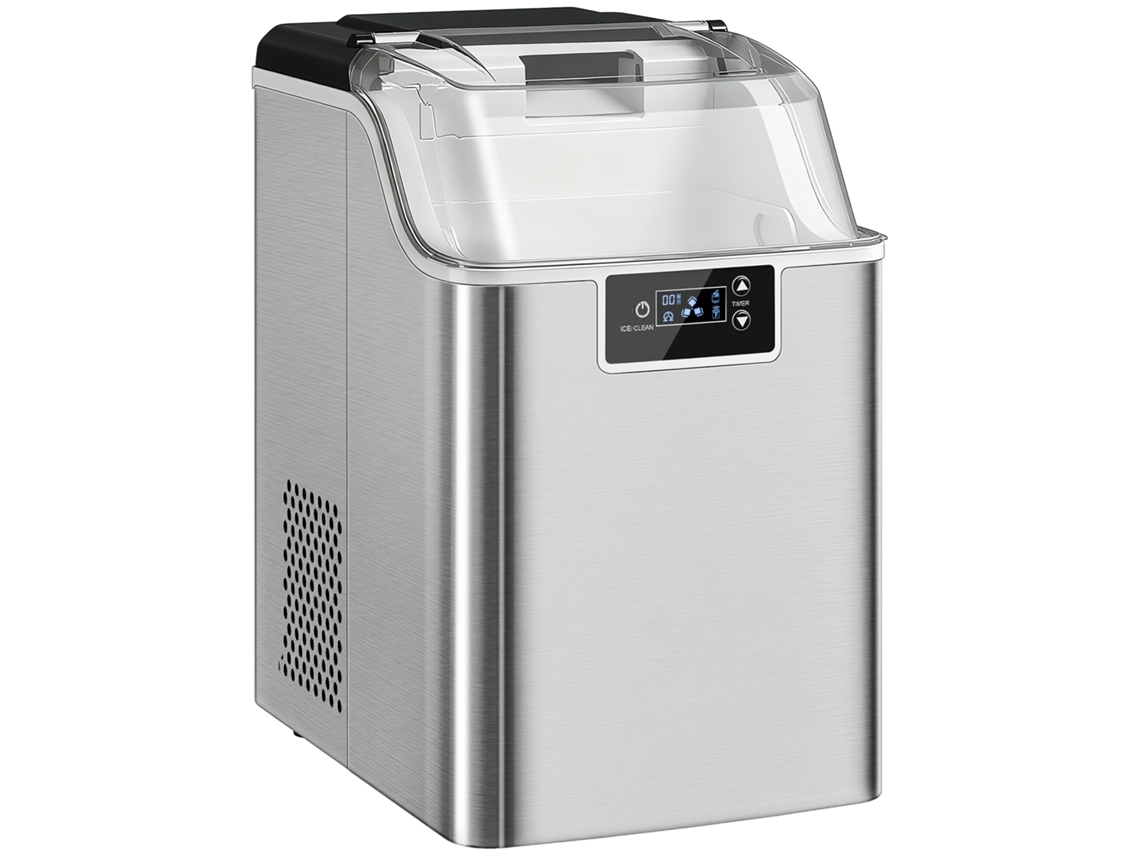 Máquina de hielo 20 kg/24 h con depósito de 2,1 l, color plata