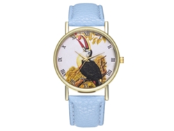 Reloj Unisex De Moda Con Correa De Piel Sintética, Números Romanos Y Estampado Animal (azul Claro).
