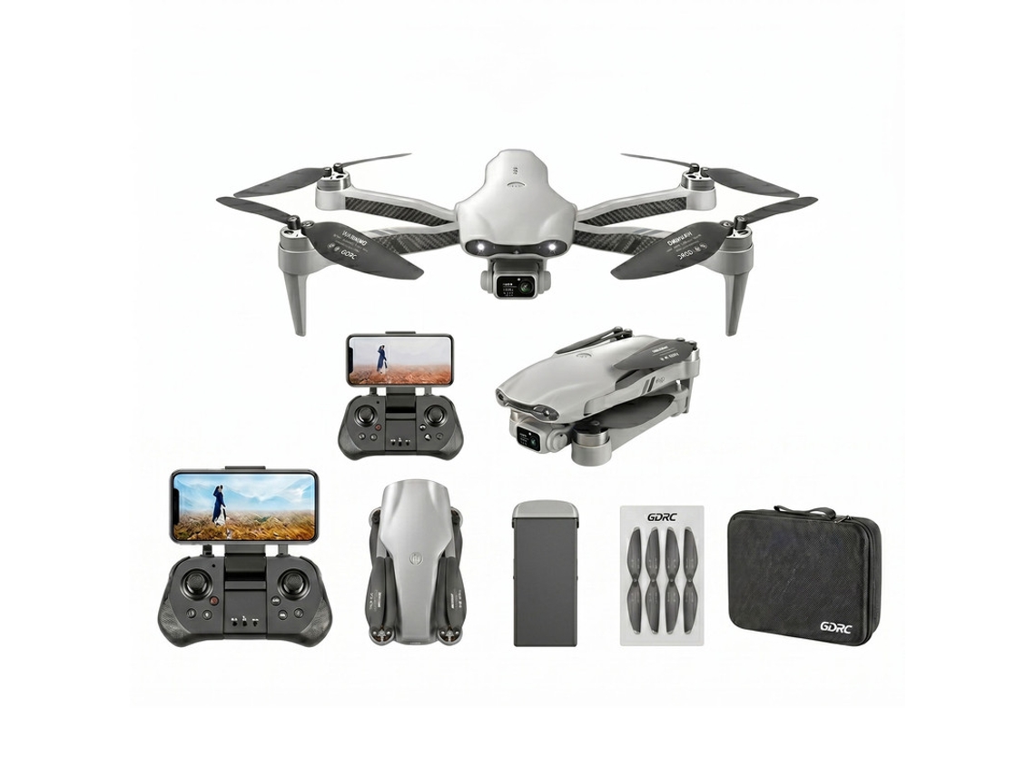 Drone Szsmart F10 (dobrável, Câmara 480p, Motor Brushless, Fluxo Ótico, 1 Bateria) - Cinzento