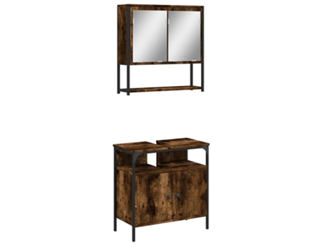 Conjunto 2 de muebles baño VIDAXL madera contrachapada roble ahumado