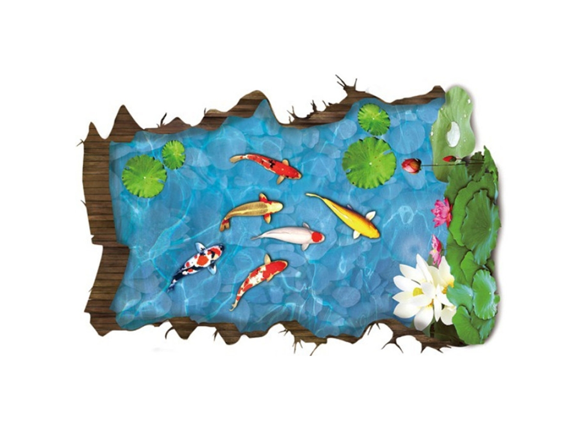 Pegatinas 3D impermeables de peces loto para decoración de acuarios