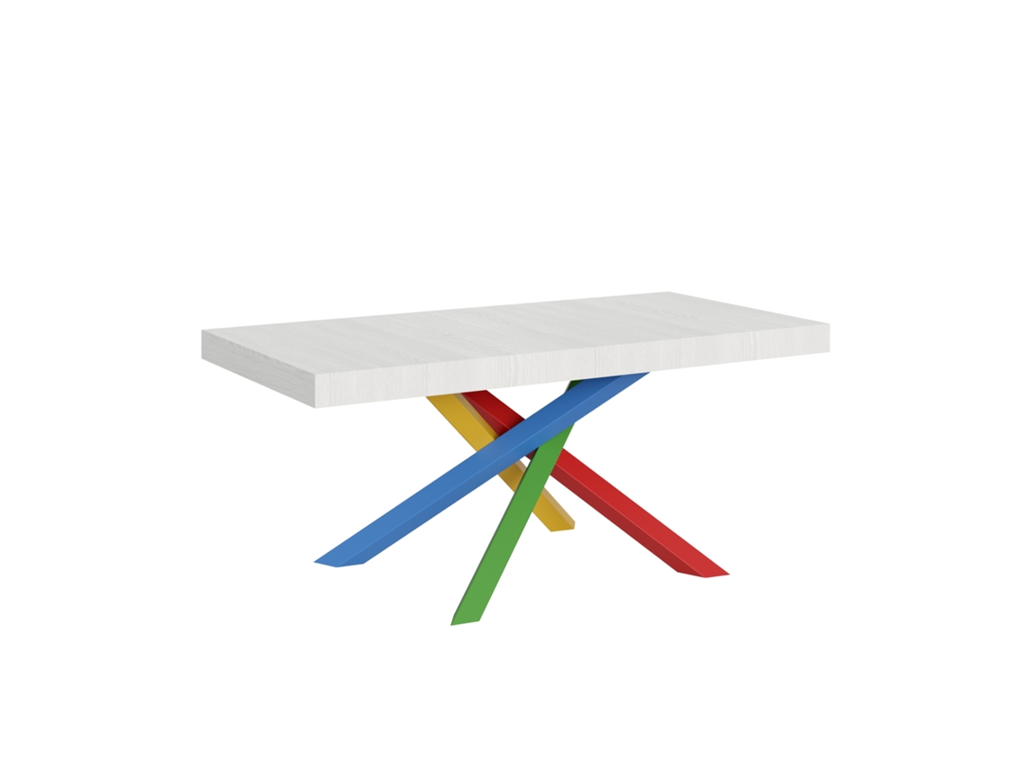 Mesa Extensible 200/460x90 Cm Volantis Blanco Fresno Patas Multicolor 4/b Itamoby